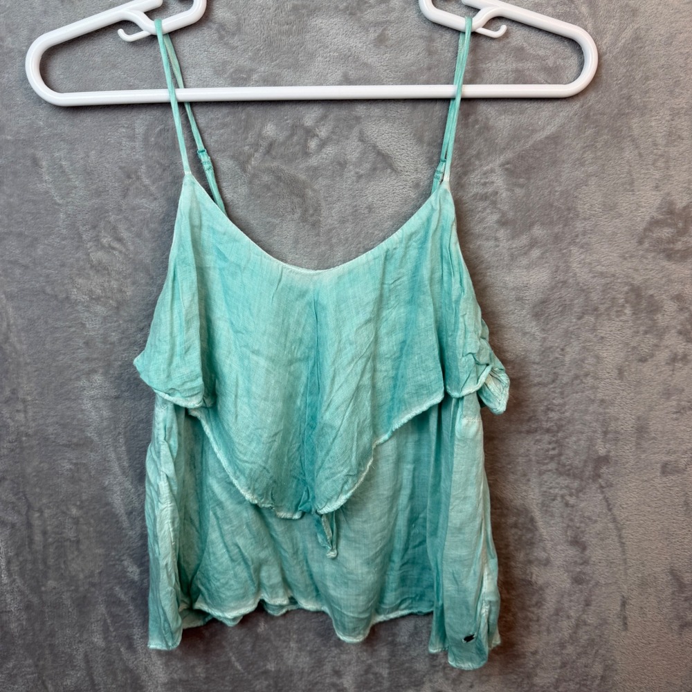 American Eagle Cami Top Womens Medium‎ Mint Green Ruffle Tiered Boho Strappy